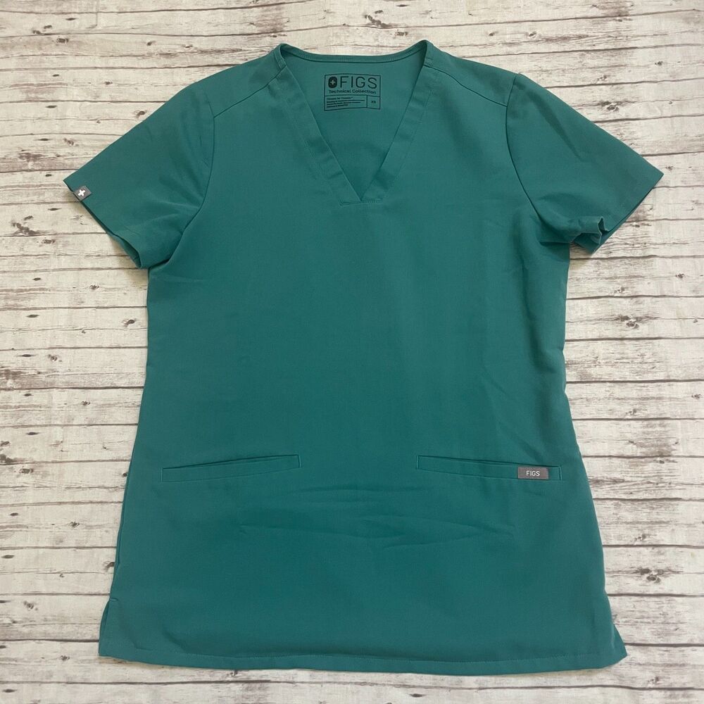 FIGS Casma 3 Pocket V-Neck Scrub Top Green Women Size XS FW1100 PO# 1534